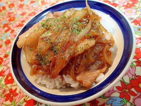 プルコギのたれで　豚玉丼♬